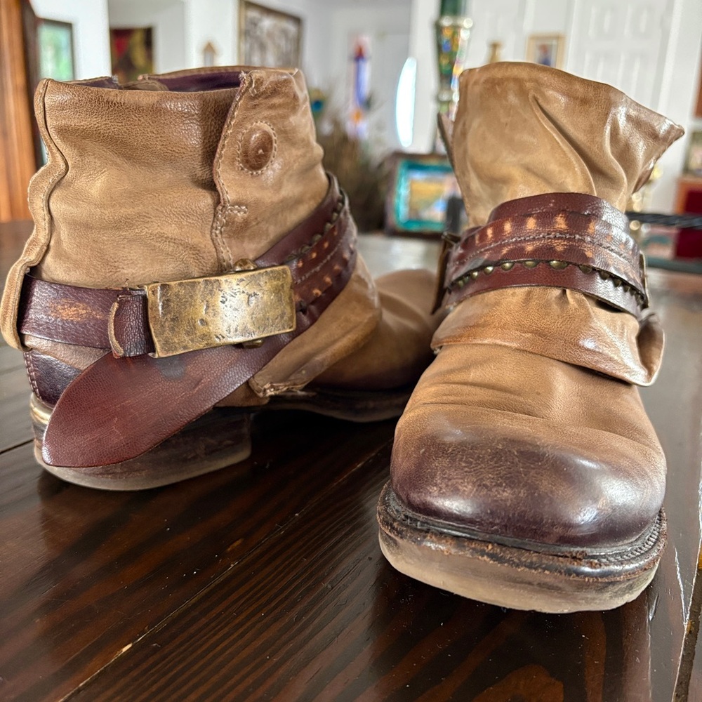 A.S.98 Tan Leather Ankle Boots
